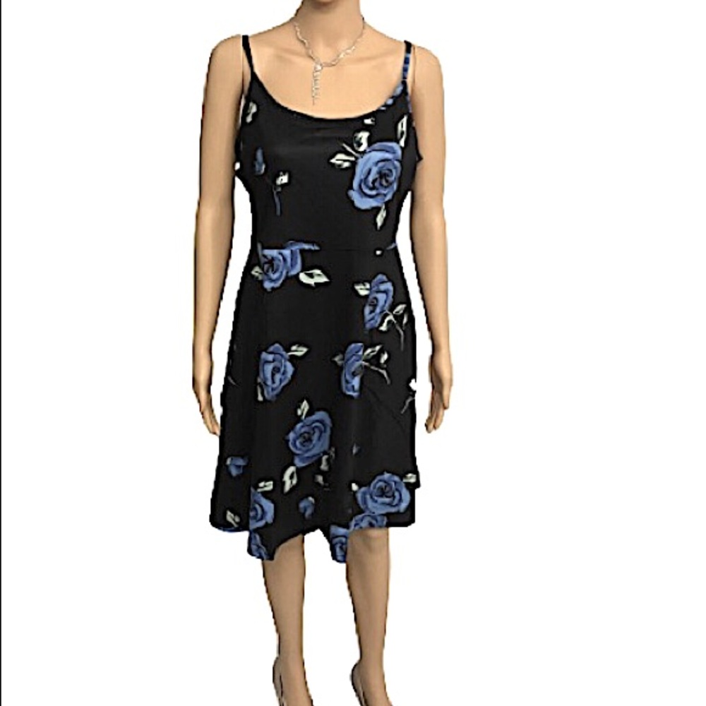 NWT Floral Summer Beach Mini Dress Black / blue XL